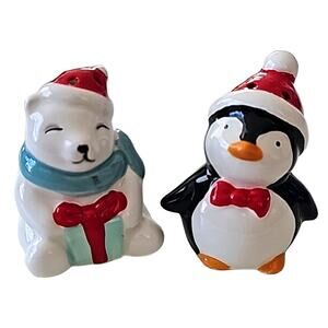 Unbranded Ceramic Polar Bear & Penguin Collectible Mini Salt & Pepper Shakers